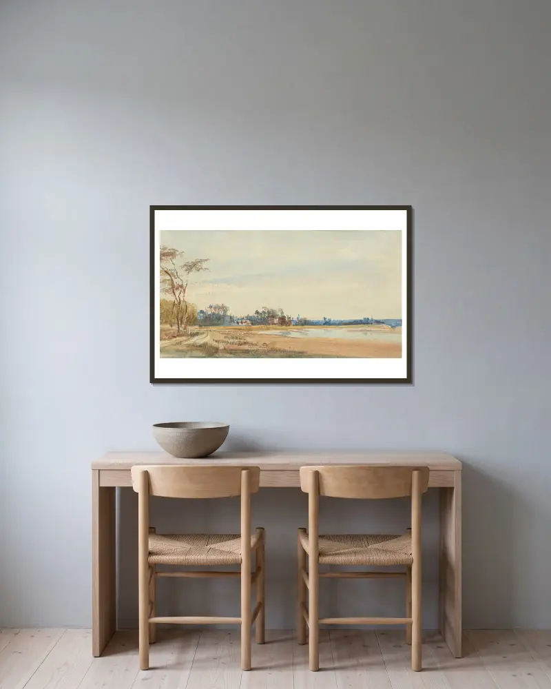 Saltkärren nära Trouville av Richard Parkes Bonington inramad på en vägg