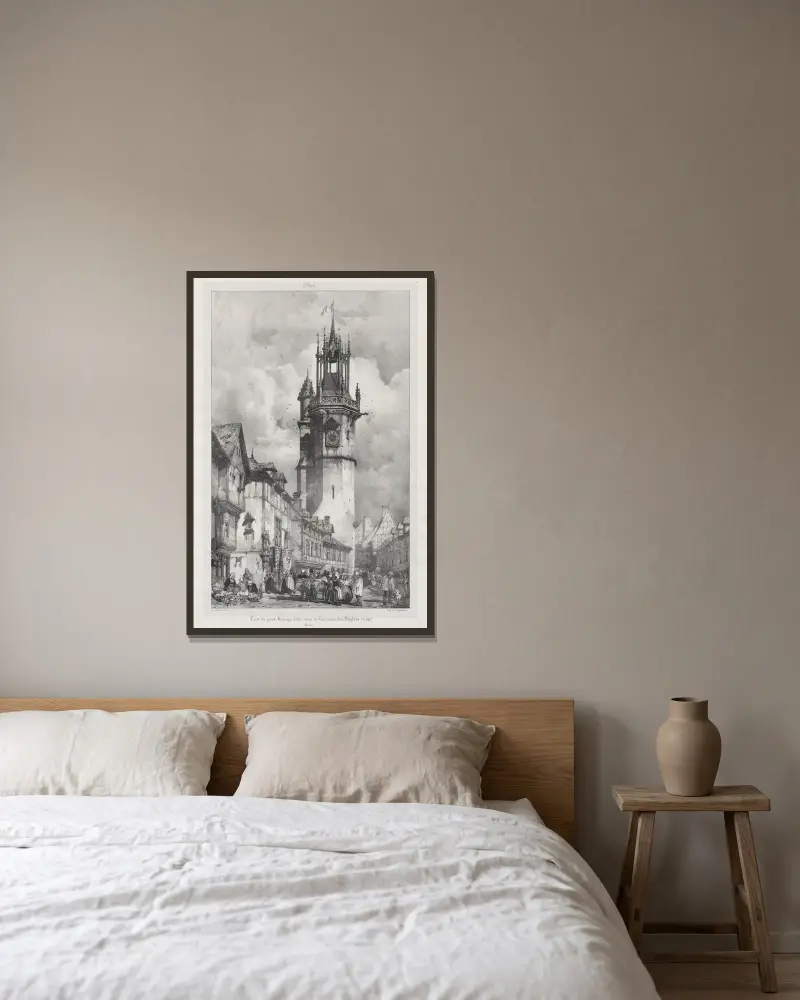 Tour du Gros-Horloge, Évreux av Richard Parkes Bonington inramad på en vägg