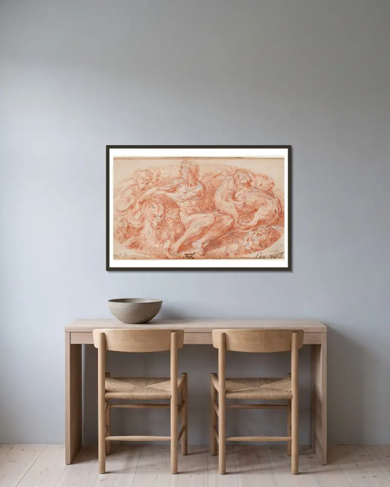 Daniel in der Löwengrube, 1531 – Nr. 2 von Parmigianino gerahmt an einer Wand