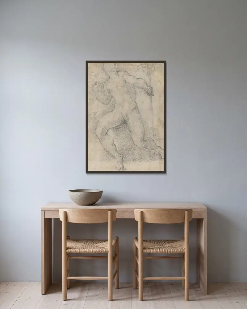 Merkur von Parmigianino gerahmt an einer Wand