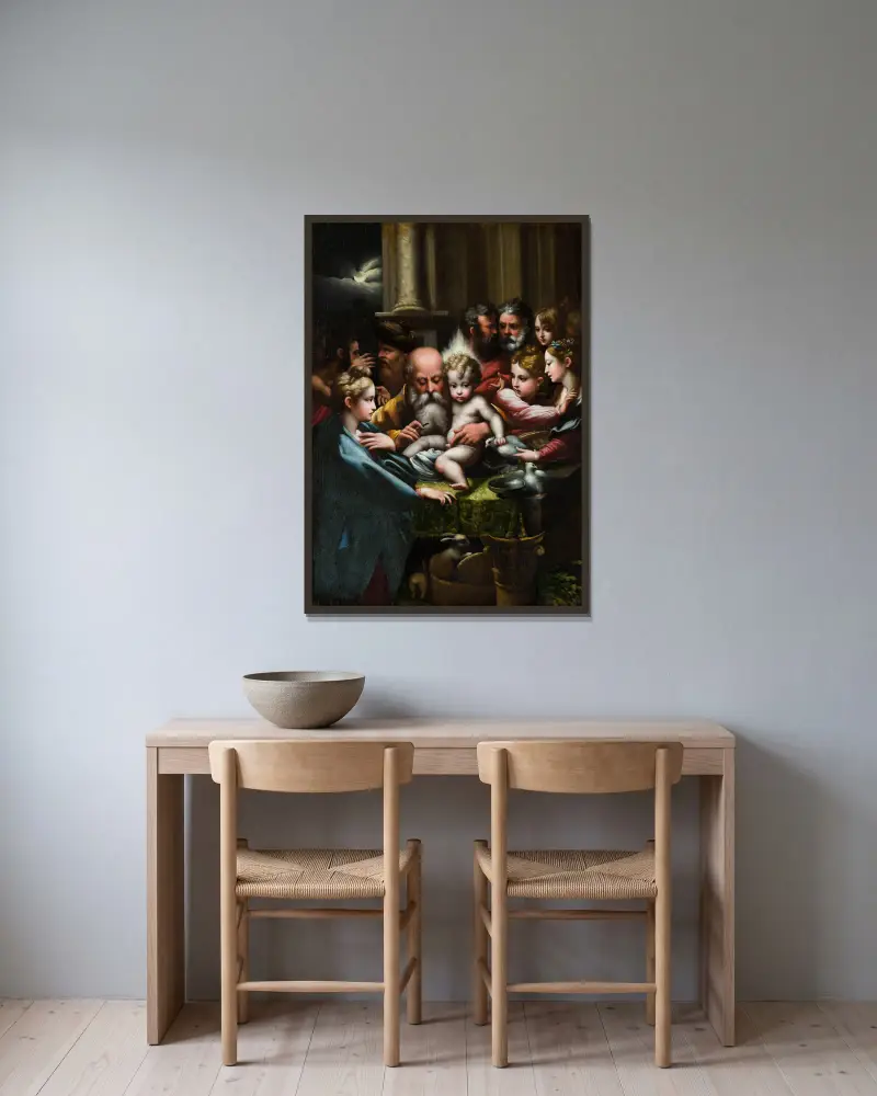 Die Beschneidung von Parmigianino gerahmt an einer Wand