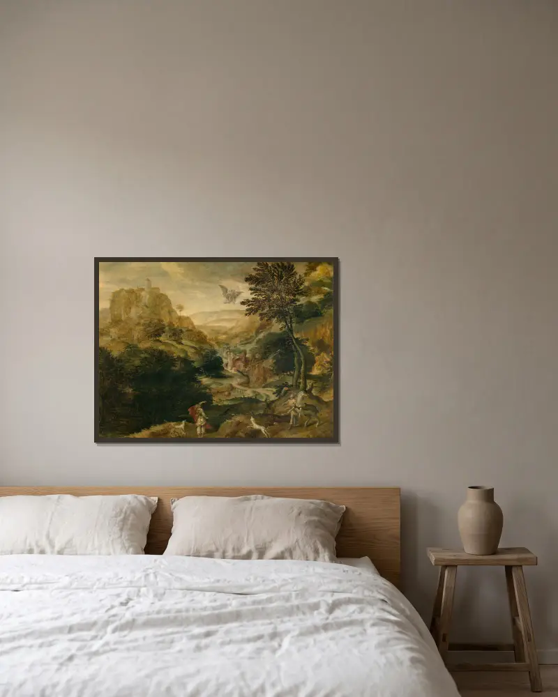 Der Raub des Ganymed von Paul Bril gerahmt an einer Wand