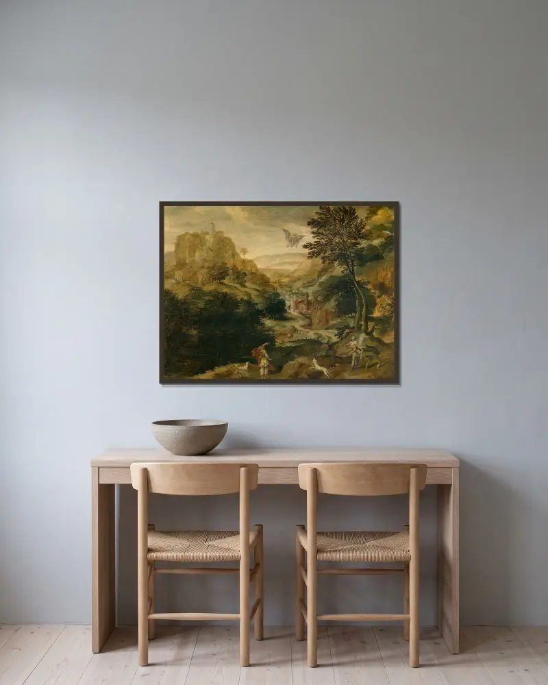 Der Raub des Ganymed von Paul Bril gerahmt an einer Wand
