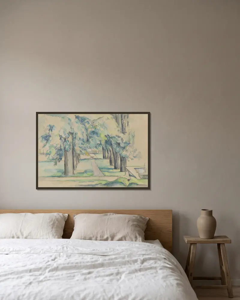 Kastanjeallé vid Jas de Bouffan av Paul Cézanne inramad på en vägg