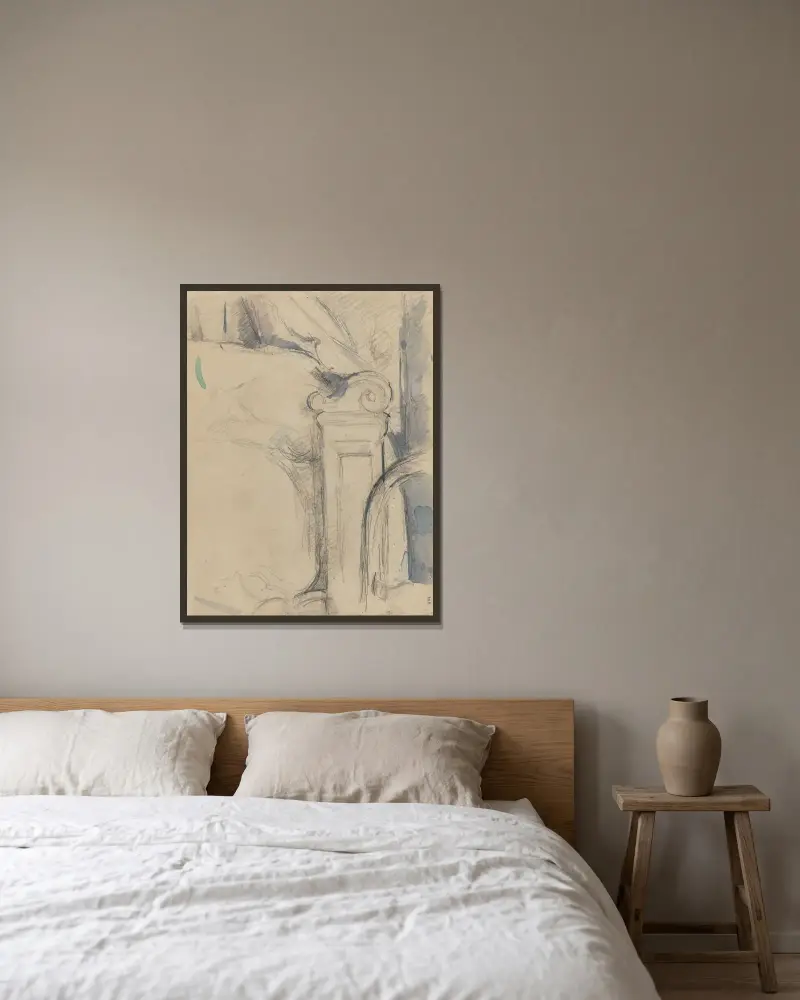 Bedpost (verso) av Paul Cézanne inramad på en vägg