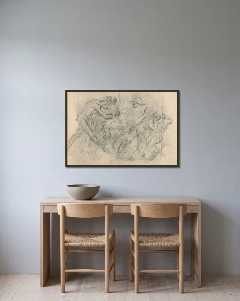 Karnevalsszene von Paul Cézanne gerahmt an einer Wand