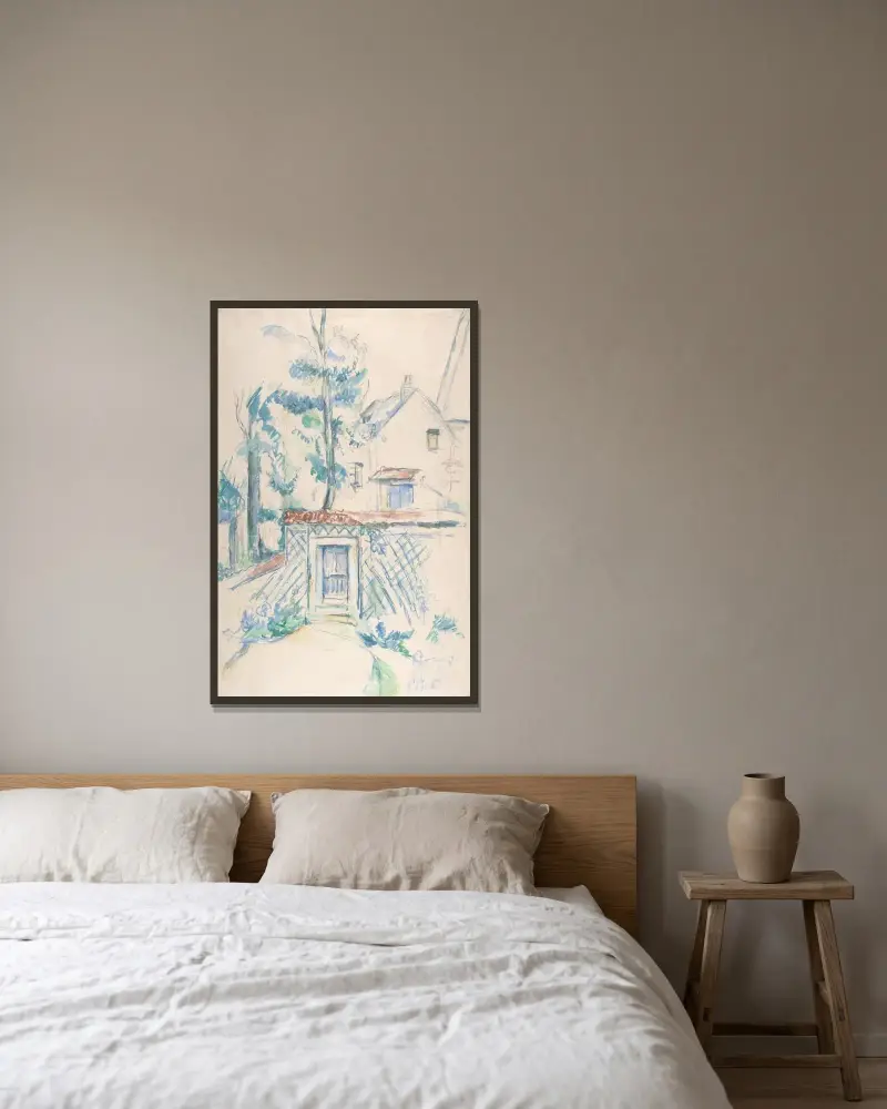 Ingång till en trädgård av Paul Cézanne inramad på en vägg