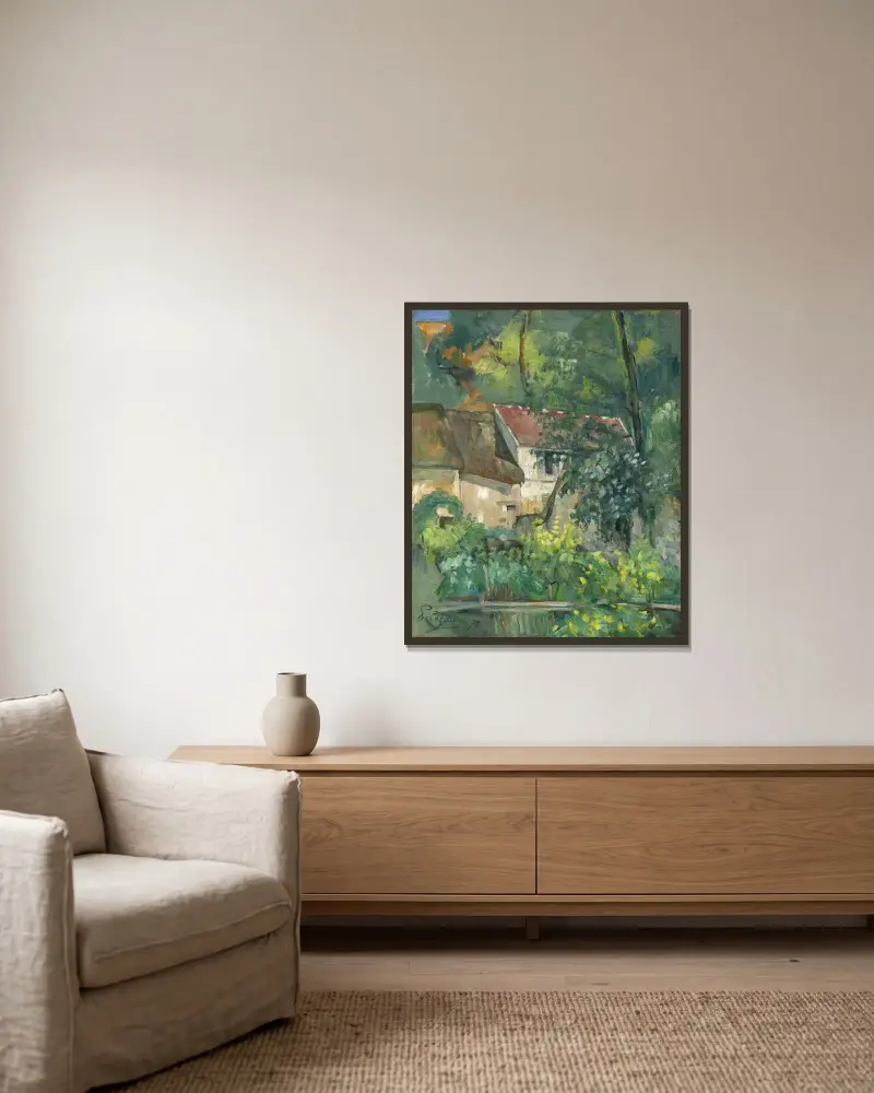 Père Lacroix hus av Paul Cézanne inramad på en vägg