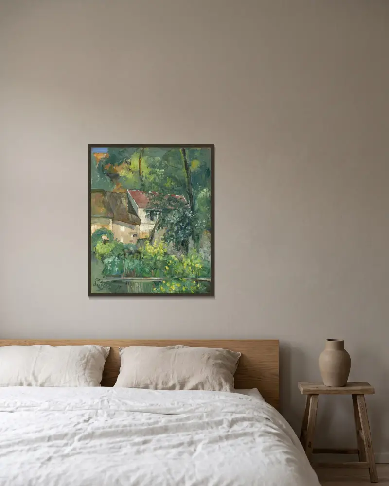 Père Lacroix hus av Paul Cézanne inramad på en vägg