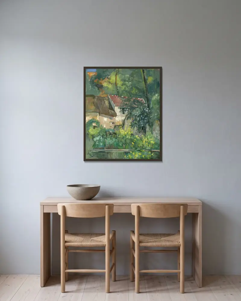 Père Lacroix hus av Paul Cézanne inramad på en vägg