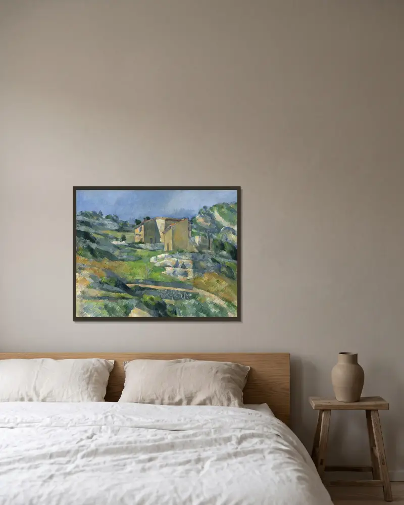 Häuser in der Provence – Das Riaux-Tal bei L'Estaque von Paul Cézanne gerahmt an einer Wand