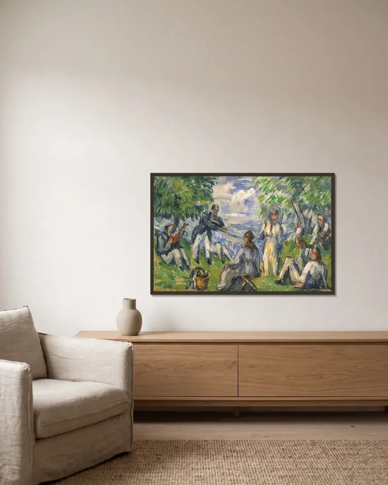 Snídaně v trávě, Paul Cézanne v rámu na stěně
