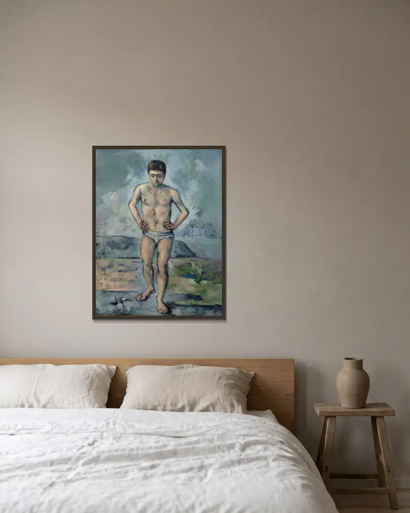 Le Grand Baigneur av Paul Cézanne inramad på en vägg