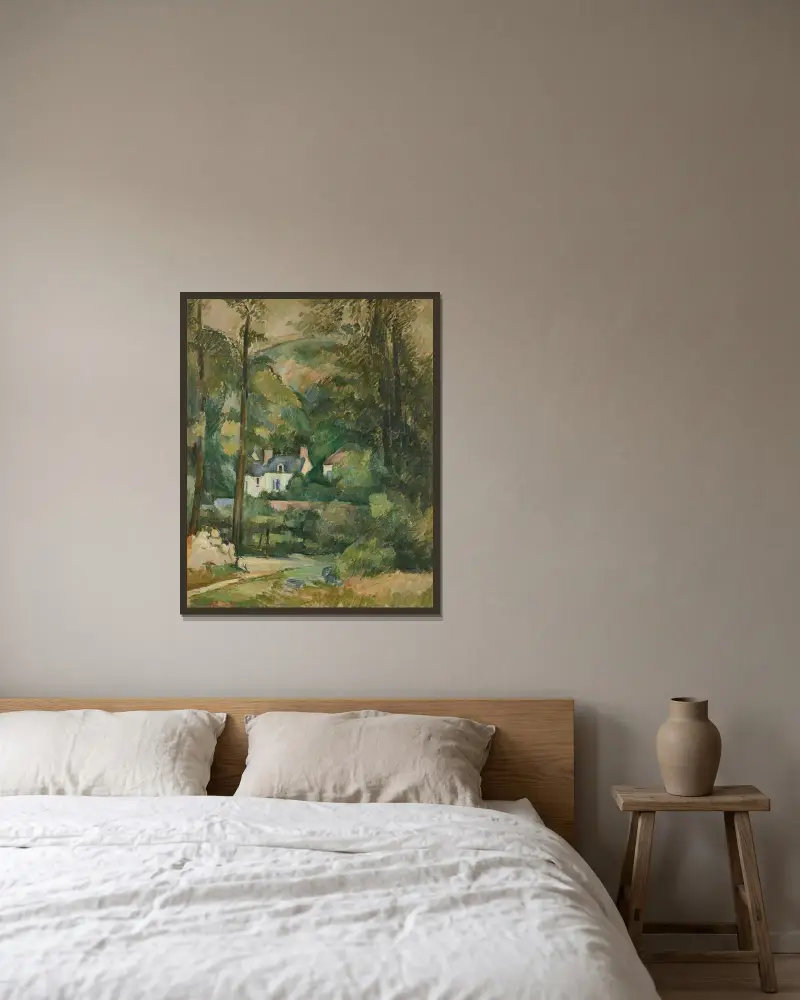 Maisons au Chou, à Pontoise av Paul Cézanne inramad på en vägg
