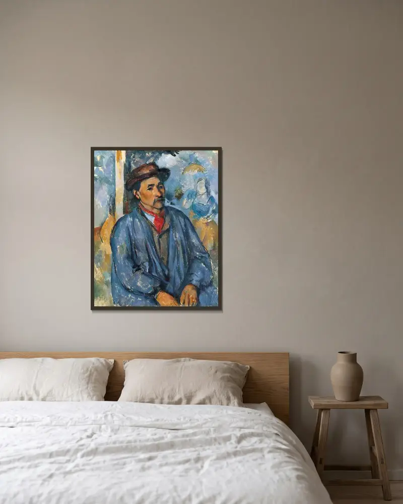 Mężczyzna w niebieskiej bluzie, Paul Cézanne w ramie na ścianie