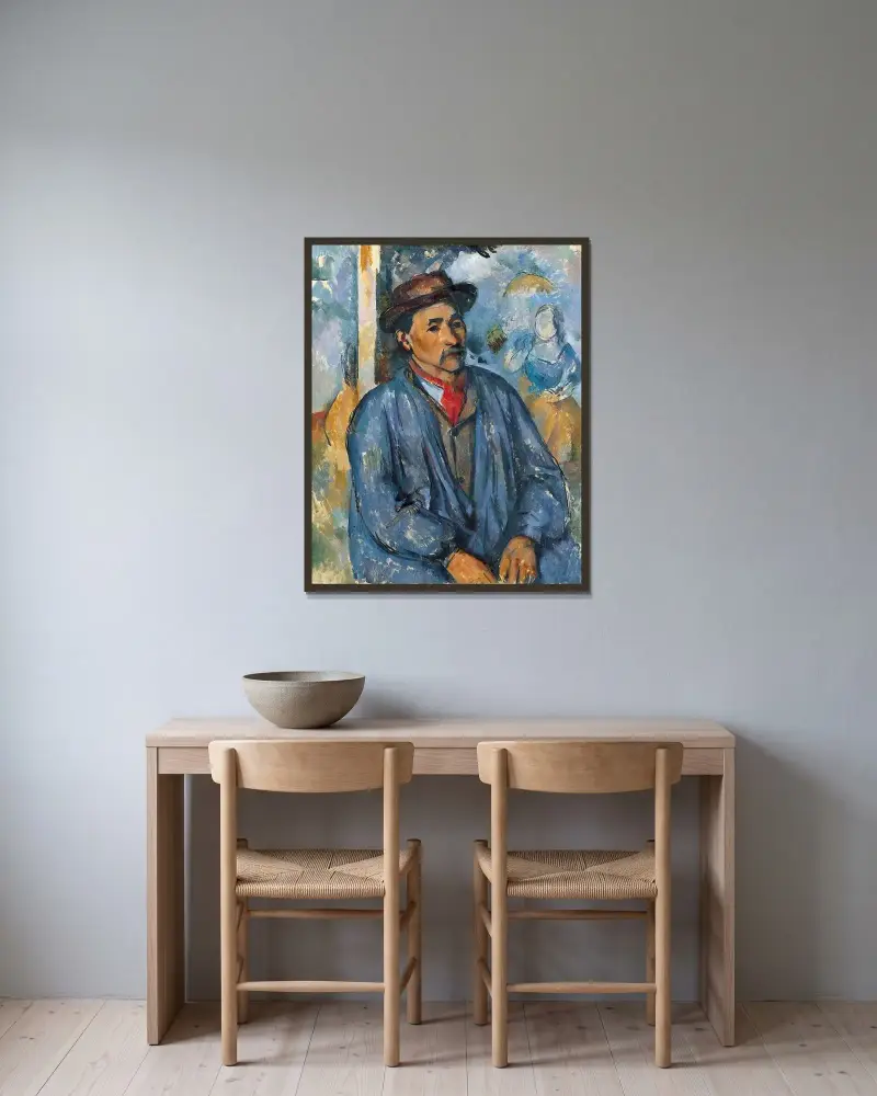 Mężczyzna w niebieskiej bluzie, Paul Cézanne w ramie na ścianie