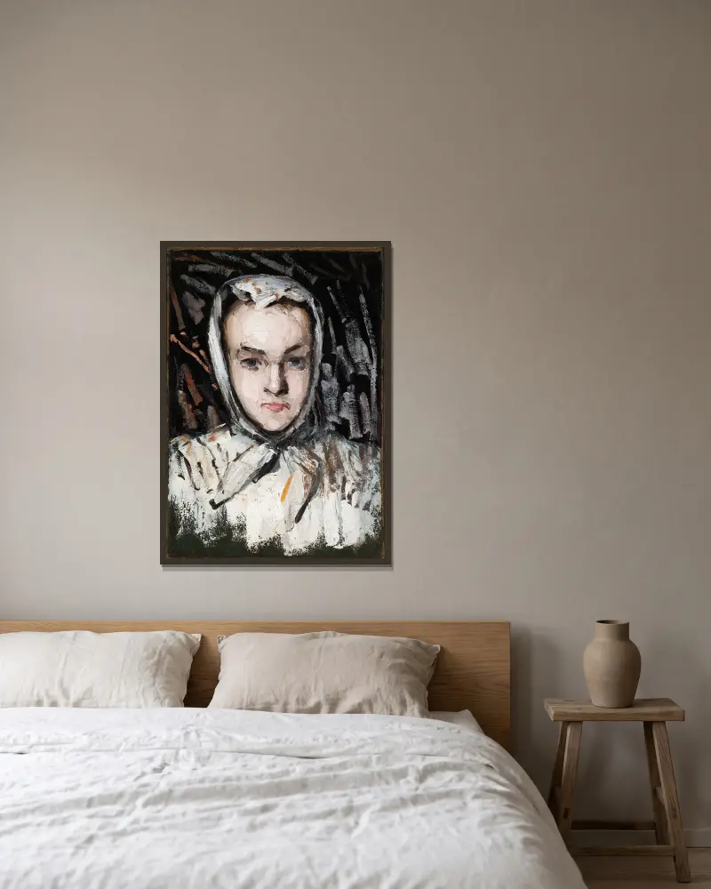 Marie Cézanne, konstnärens syster av Paul Cézanne inramad på en vägg
