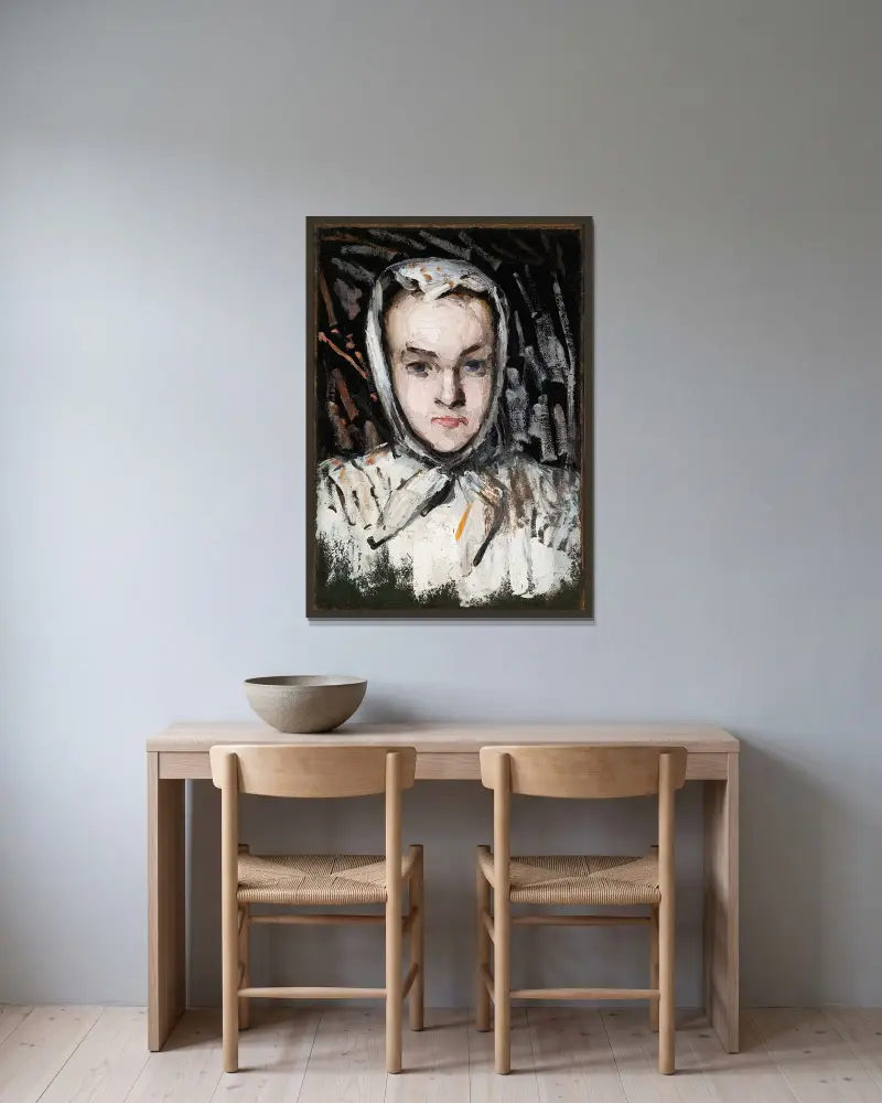 Marie Cézanne, konstnärens syster av Paul Cézanne inramad på en vägg