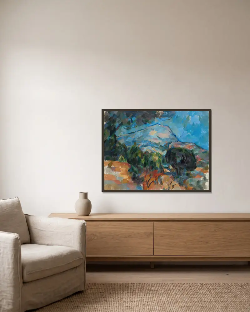 Der Berg Sainte-Victoire von Paul Cézanne gerahmt an einer Wand
