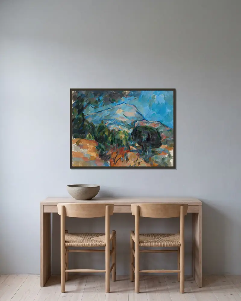 Der Berg Sainte-Victoire von Paul Cézanne gerahmt an einer Wand