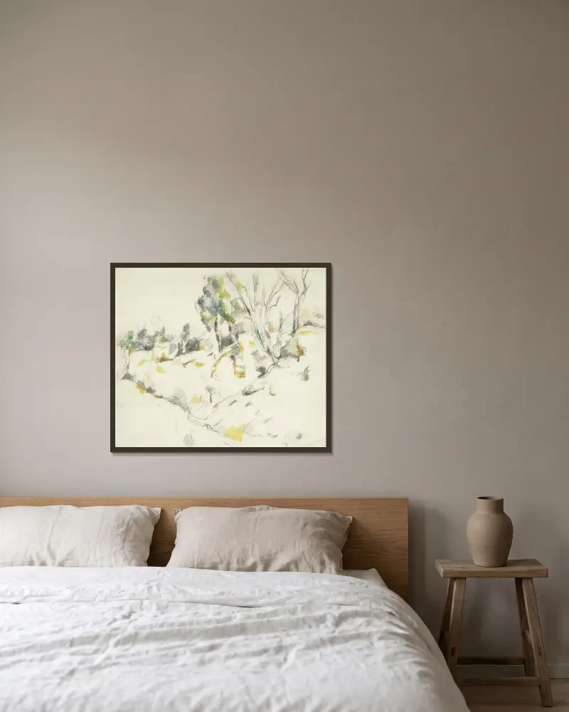 Paysage – nr 1 av Paul Cézanne inramad på en vägg