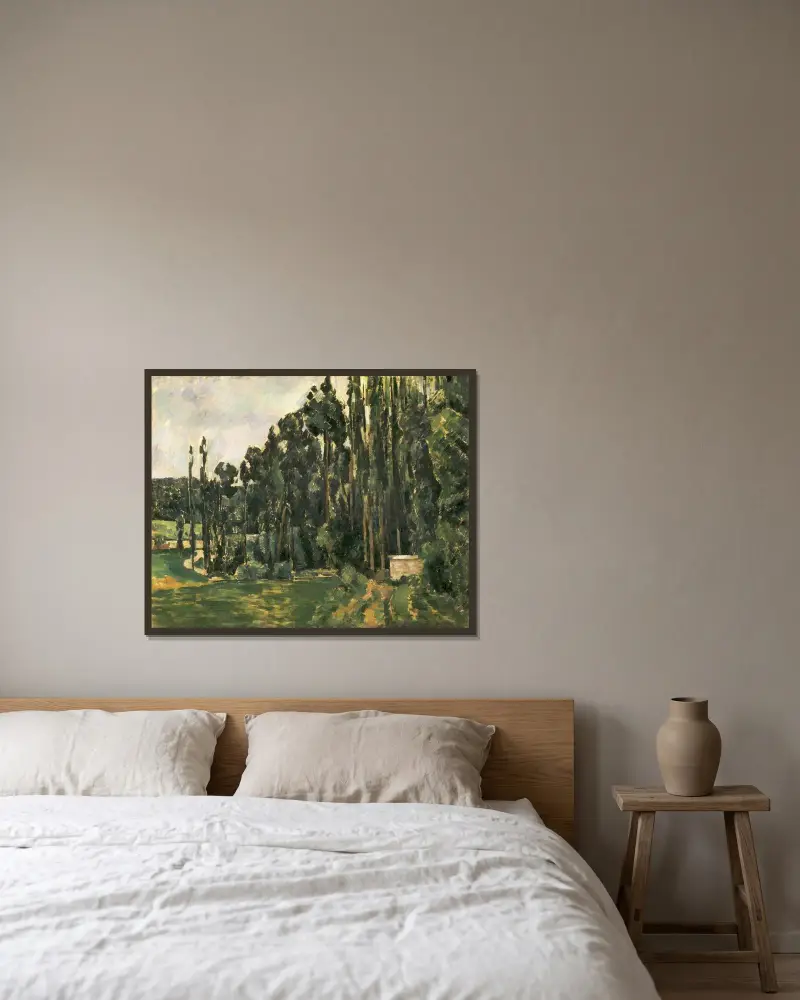 Pappeln von Paul Cézanne gerahmt an einer Wand