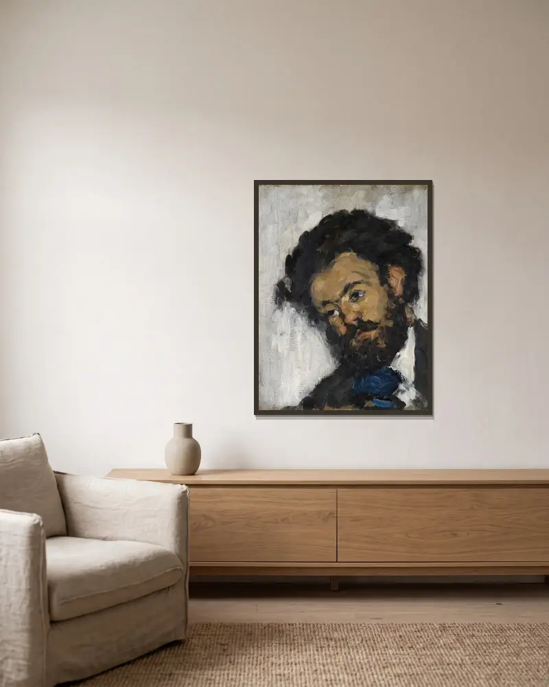 Porträtt av Antoine-Fortuné Marion av Paul Cézanne inramad på en vägg