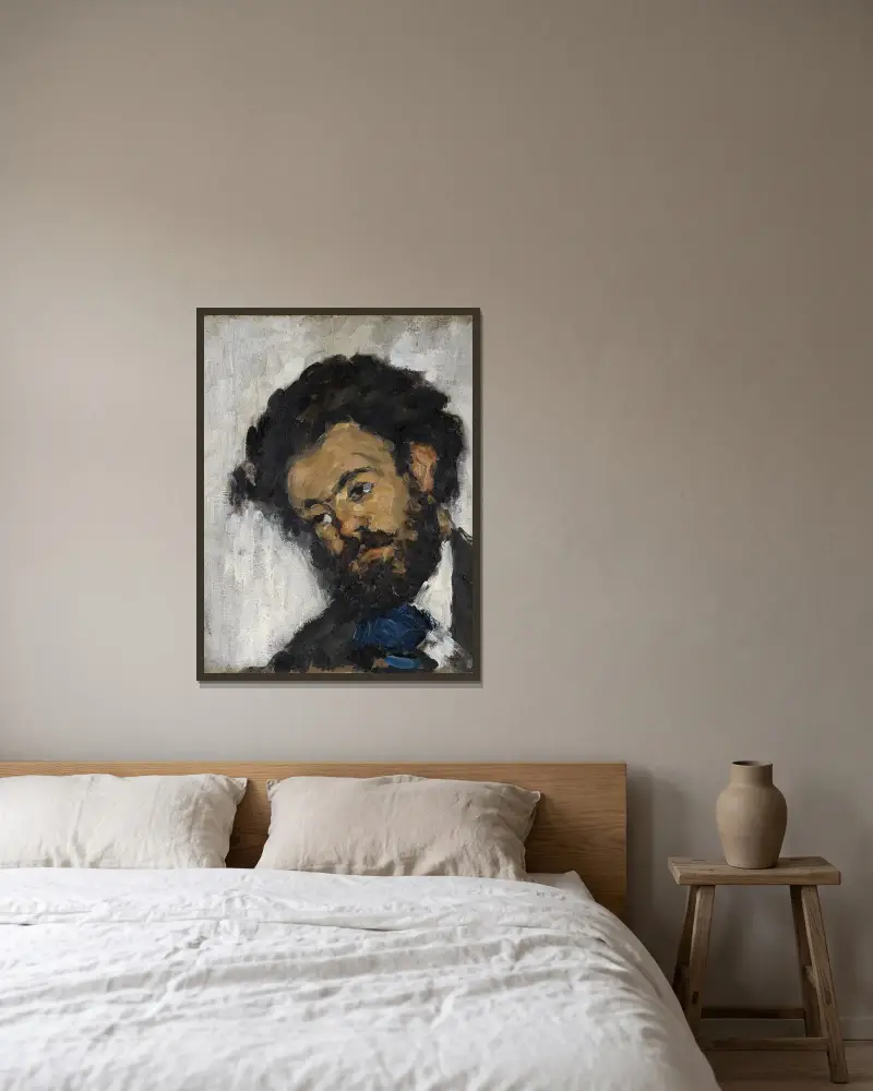 Porträtt av Antoine-Fortuné Marion av Paul Cézanne inramad på en vägg