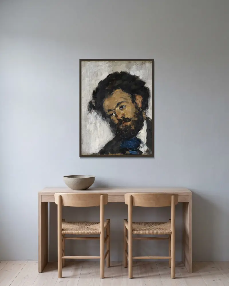 Porträtt av Antoine-Fortuné Marion av Paul Cézanne inramad på en vägg