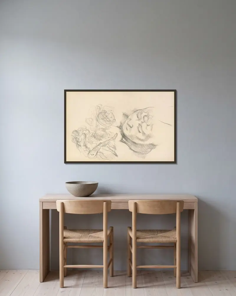 Studies Including Madame Cézanne av Paul Cézanne inramad på en vägg