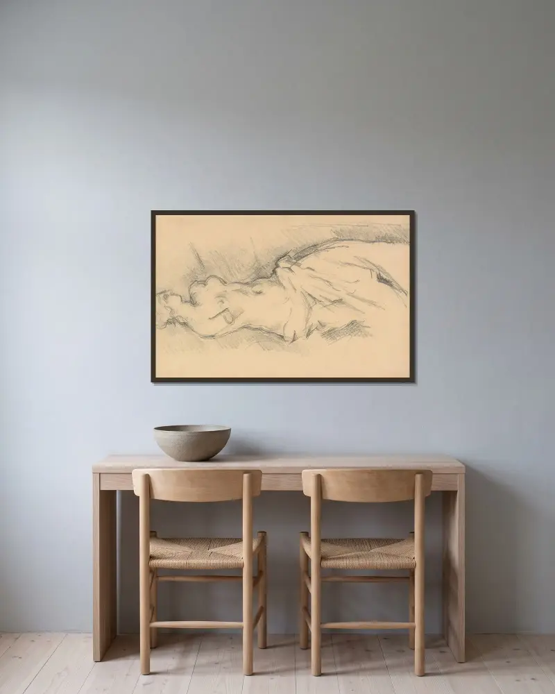 Studie der Venus von Milo von Paul Cézanne gerahmt an einer Wand