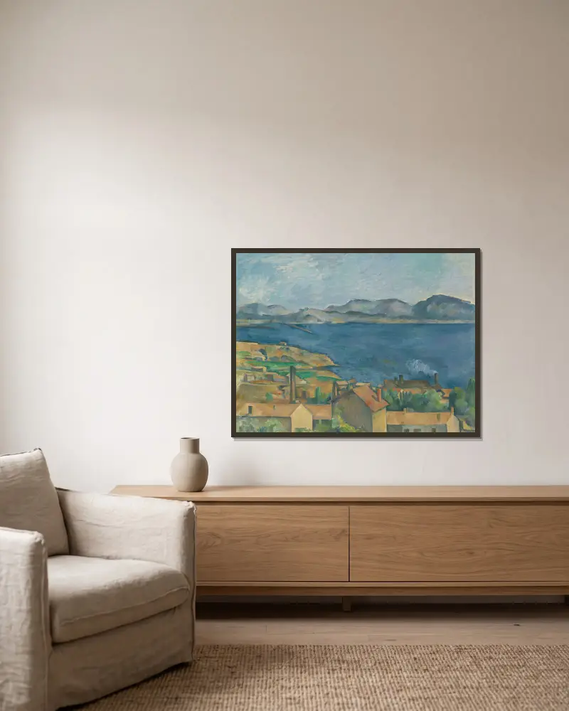 The Bay of Marseilles, Seen from L’Estaque av Paul Cézanne inramad på en vägg