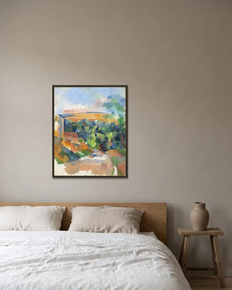Die Kurve der Straße von Paul Cézanne gerahmt an einer Wand