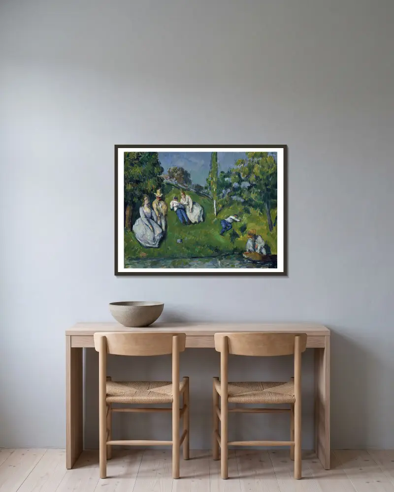 The Pond av Paul Cézanne inramad på en vägg