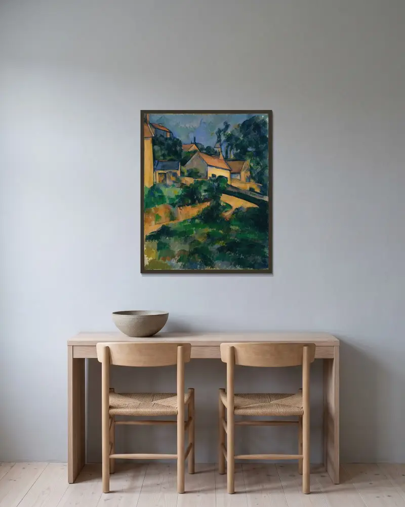 Wegkrümmung bei Montgeroult von Paul Cézanne gerahmt an einer Wand