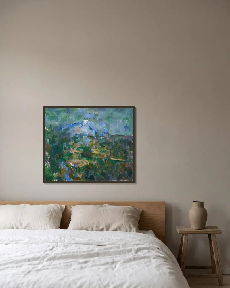 Utsikt över Mont Sainte-Victoire från Les Lauves av Paul Cézanne inramad på en vägg