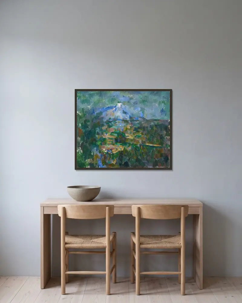 Utsikt över Mont Sainte-Victoire från Les Lauves av Paul Cézanne inramad på en vägg