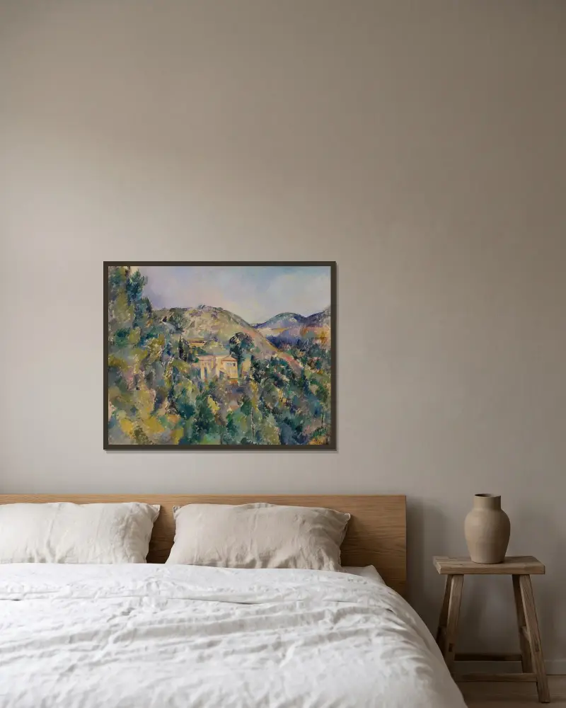 Blick auf die Domaine Saint-Joseph von Paul Cézanne gerahmt an einer Wand