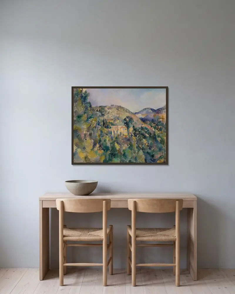 Blick auf die Domaine Saint-Joseph von Paul Cézanne gerahmt an einer Wand