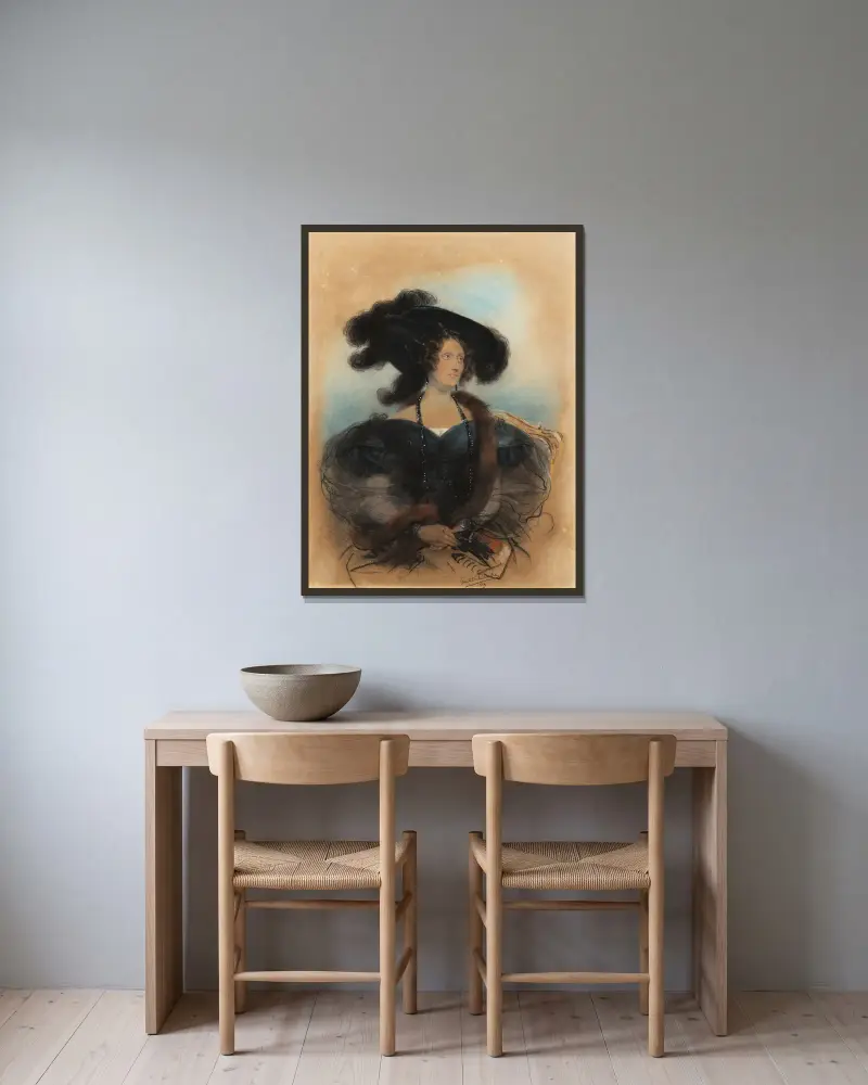 Jane Jarvis av Paul Delaroche inramad på en vägg