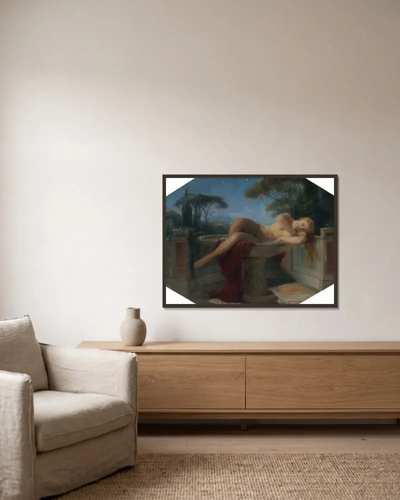 Ung flicka i ett kar av Paul Delaroche inramad på en vägg