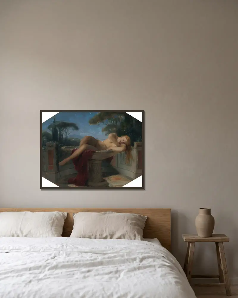 Ung flicka i ett kar av Paul Delaroche inramad på en vägg