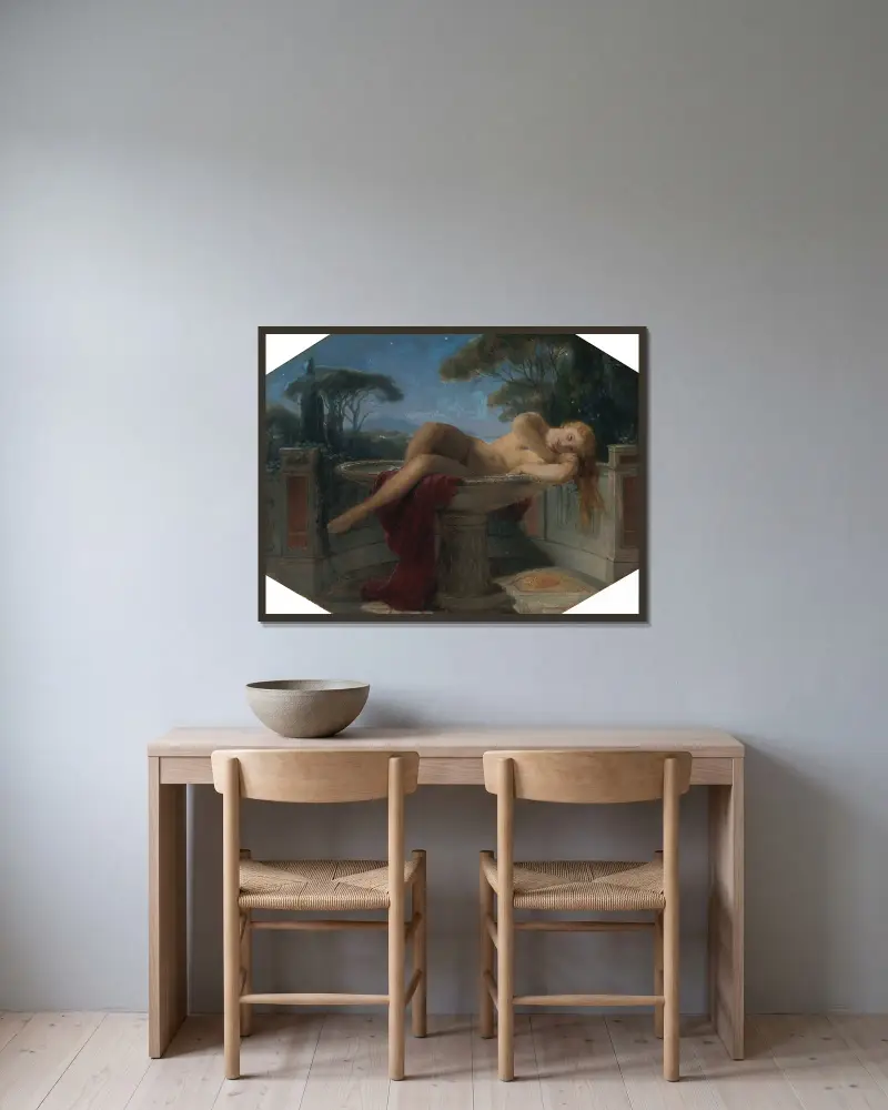 Ung flicka i ett kar av Paul Delaroche inramad på en vägg