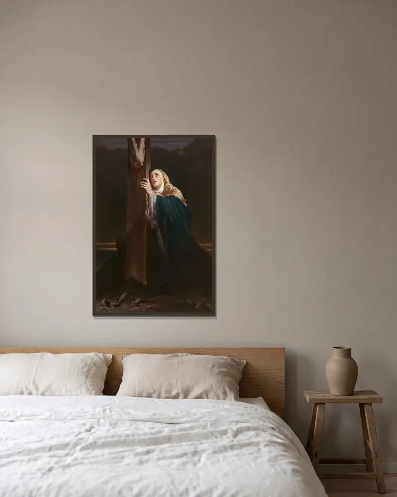 La Vierge au pied de la croix av Paul Delaroche inramad på en vägg