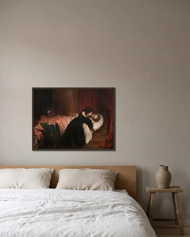 Die Folgen eines Duells von Paul Delaroche gerahmt an einer Wand