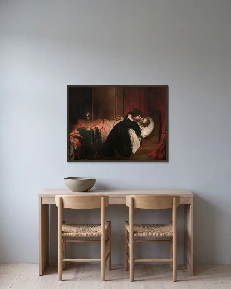 Die Folgen eines Duells von Paul Delaroche gerahmt an einer Wand
