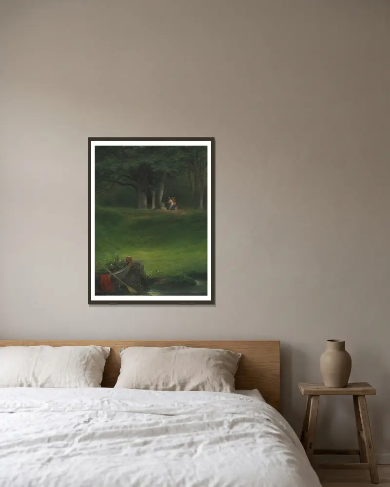 Offer till guden Pan av Paul Delaroche inramad på en vägg