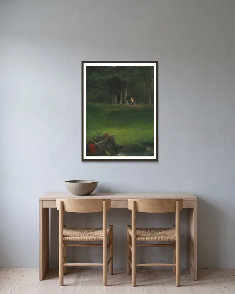 Offer till guden Pan av Paul Delaroche inramad på en vägg