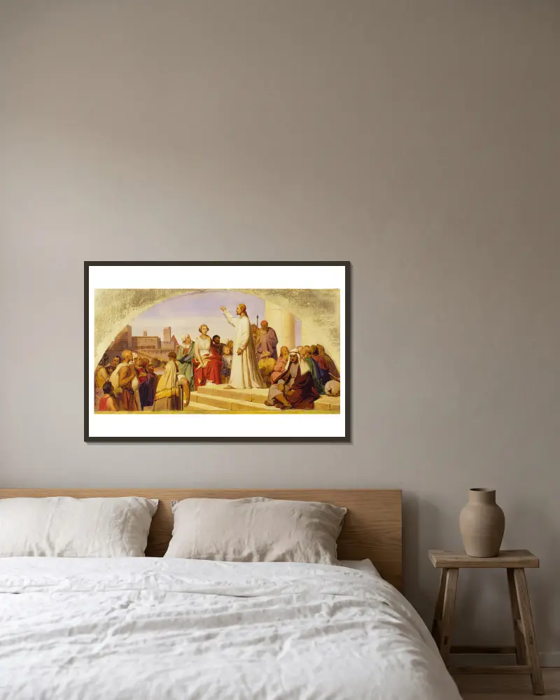 Die Bekehrung der heiligen Maria Magdalena von Paul Delaroche gerahmt an einer Wand