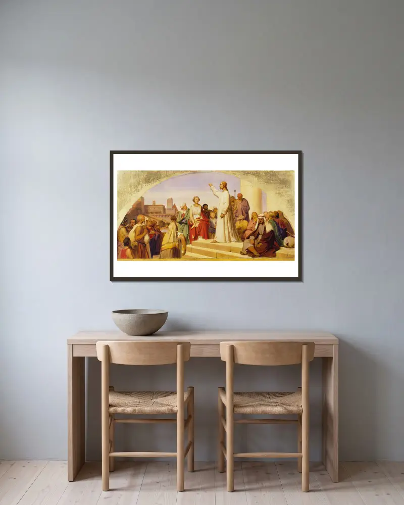 Die Bekehrung der heiligen Maria Magdalena von Paul Delaroche gerahmt an einer Wand